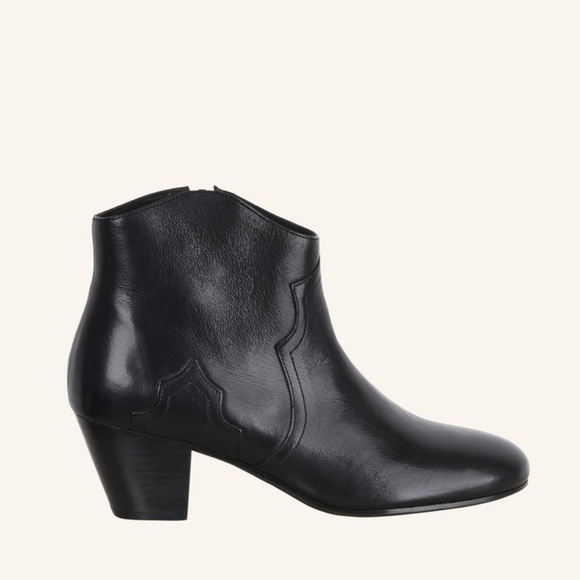 Isabel Marant Black Leather Dicker Ankle Boots Booties - Picture 1 of 16